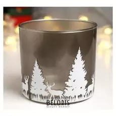 Подсвечник "Зимний лес" 10х10 см серый