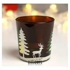Подсвечник "Зимний лес" 7х8 см шоколад с декором