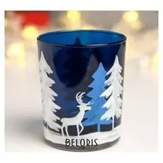 Подсвечник "Зимний лес" синий 7,5х8,5 см