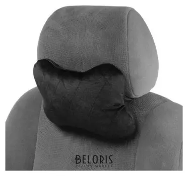 Подушка автомобильная, для шеи, велюр, черный, ромб, 18х26 см