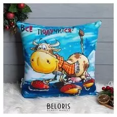 Подушка декоративная 35х35 фотопечать односторонняя, рис.гб39, габардин