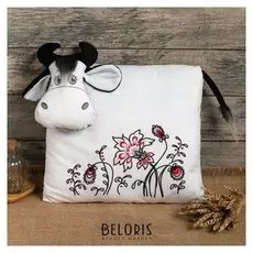 Подушка-игрушка "Коровка" 33х35, рис. 2, плюш, холлофайбер