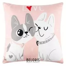 Подушка "Этель" Dogs Love, 40х40 см, велюр, 100% п/э