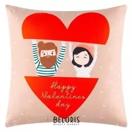 Подушка "Этель" Valentines Day, 40х40 см, велюр, 100% п/э