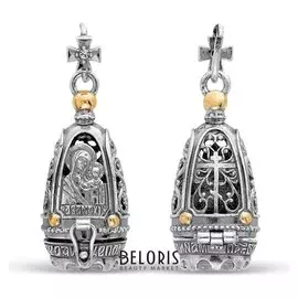 Подвеска "Казанская божия матерь" купол, посеребрение с позолотой