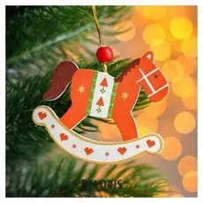 Подвеска новогодняя деревянная «Лошадки качалки» 0,5×8×7 см