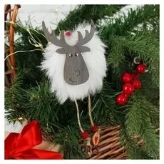 Подвеска новогодняя «Меховой олень», цвет серый