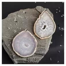 Подвеска плоская галька "Агат серо-оранжевый", форма