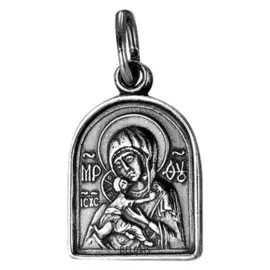 Подвеска посеребрение с оксидированием "Божия матерь владимирская"