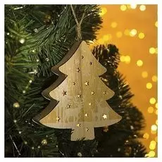 Подвеска световая елочка "Олень в лесу", 12х12х2 см, 4 Led, бат.(В комп), т/белый