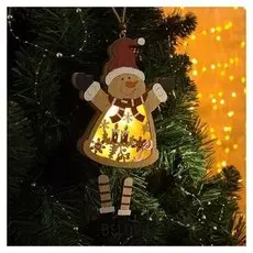 Подвеска световая "Снеговик", 24х12х2 см, 4 Led, бат.(В комп), т/белый