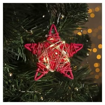 Подвеска световая "Звезда красная" (Батарейки в комплекте), 9х9х2 см, 20 Led, т/белый