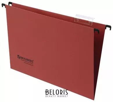 Подвесные папки А4/Foolscap (406х245 мм), до 80 листов, комплект 10 шт., красные, картон, Brauberg