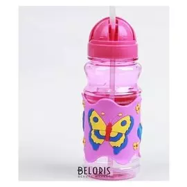 Поильник детский с трубочкой "Бабочки" 380 мл от 9 мес