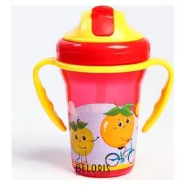 Поильник с трубочкой "Фруктовая тусовка" 340 мл