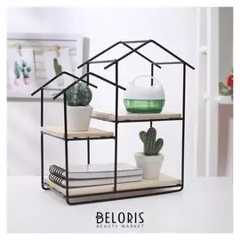 Полка 2-х ярусная «Домик», 28,5×11,5×23 см, цвет чёрный