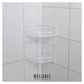 Полка углова 2-х ярусная, 20×20×33 см, цвет белый