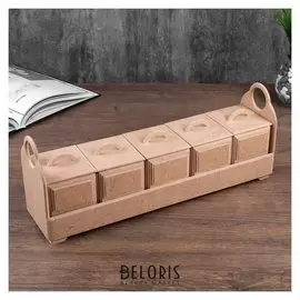 Полочка для специй 41,5х10,5х16 см (5 баночек 8х9 см)