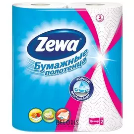 Полотенца бумажные бытовые, спайка 2 шт., 2-х слойные (2х13,5 м), "Decor", белые