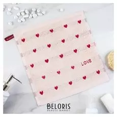 Полотенце этель "Сердечки" цв.бежевый 30 х 30 см,100% хлопок