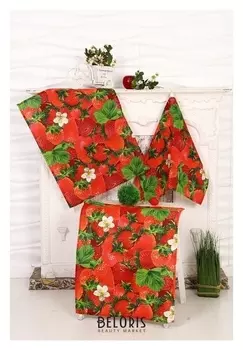 Полотенце клубника 45х60 см, рогожка