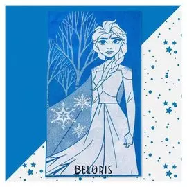 Полотенце махровое "Эльза" холодное сердце, 70х130 см, 100% хлопок, 420гр/м2