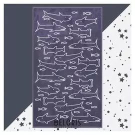 Полотенце махровое "Этель" акулы, 70х130 см, 100% хлопок, 420гр/м2