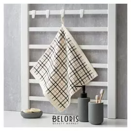 Полотенце махровое крошка Я "Клетка" 34*34 см, цв.белый, 100% хлопок, 420 гр/м2