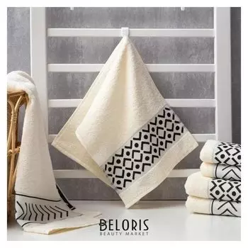 Полотенце махровое "Орнамент" молочное 30х70 см, 100% хл, 370гр/м2