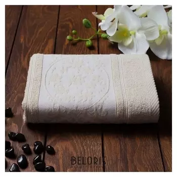 Полотенце махровое Papatya Color, размер 70х130 см, цвет бежевый, хлопок 100%