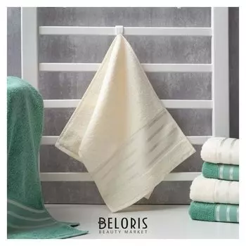 Полотенце махровое "Полоски" молочное 30х70 см, 100% хл, 370гр/м2