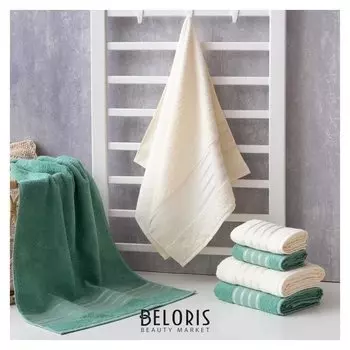 Полотенце махровое "Полоски" молочное 50х90 см, 100% хл, 370гр/м2