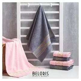 Полотенце махровое "Полосы" серый 50х90 см, 100% хл, 370гр/м2