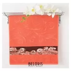 Полотенце махровое Privilea маки 50х90 см, коралловый, 100% хлопок