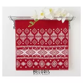 Полотенце махровое Privilea узор 50х70 см, красный, хлопок 100%