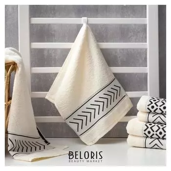 Полотенце махровое "Стрелки" молочное 30х70 см, 100% хл, 370гр/м2