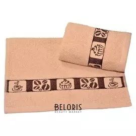 Полотенце махровое жаккардовое 30х60 см, кофе, хлопок 100%, 340 г/м2