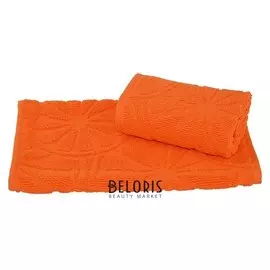 Полотенце махровое жаккардовое 30×50 см 400 г/м2, оранжевый, 100% хлопок