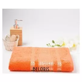 Полотенце махровое жаккардовое афина 50х100 см, коралловый, хлопок 100%, 450г/м2
