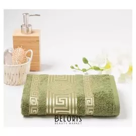 Полотенце махровое жаккардовое афина 70х140 см, оливковый, хлопок 100%, 450г/м2