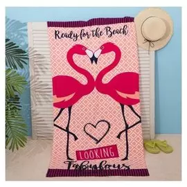 Полотенце пляжное этель "Фламинго" 70*150 см, 100% п/э микрофибра 250гр/м2