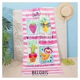 Полотенце пляжное этель "Коктейли" 70*150 см, 100% п/э микрофибра 250гр/м2