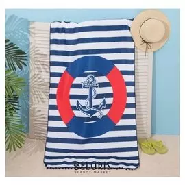 Полотенце пляжное этель "Якорь", 75*140 см, микрофибра, 100% п/э