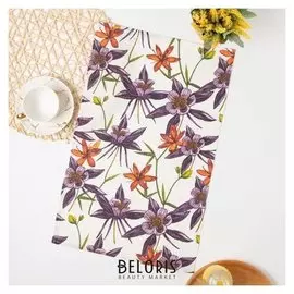 Полотенце рогожка цветы 2 35х60 см, хлопок 100%, 155г/м2