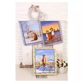 Полотенце рогожка Domovita питерские коты 45х60 см, хлопок 100%, 170 г/м2