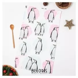Полотенце рогожка пингвины 35х60 см, хлопок 100%, 155г/м2