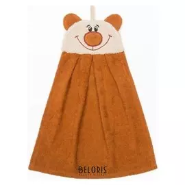 Полотенце-рушник махровый "Медведь", 43×35 см, коричневый, хл100%, 300 г/м²