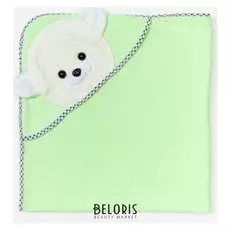 Полотенце-уголок махровое с капюшоном, цвет зелёный, 80х80 см, хлопок, 400 г/м2