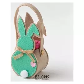 Полотенце в корз. "Мятный заяц" 30х30 см, 100% хлопок, 360 гр/м2