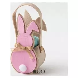 Полотенце в корз. "Розовый заяц" 30х30 см, 100% хлопок, 360 гр/м2